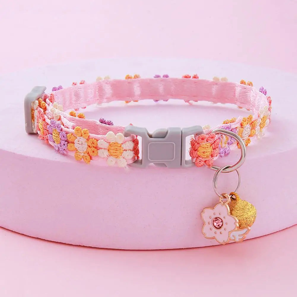 Pet Collar With Bell Cartoon Footprint Colorful Dog Puppy Kitten Collar Adjustable Safety Bell Ring Necklace Pet Accessories