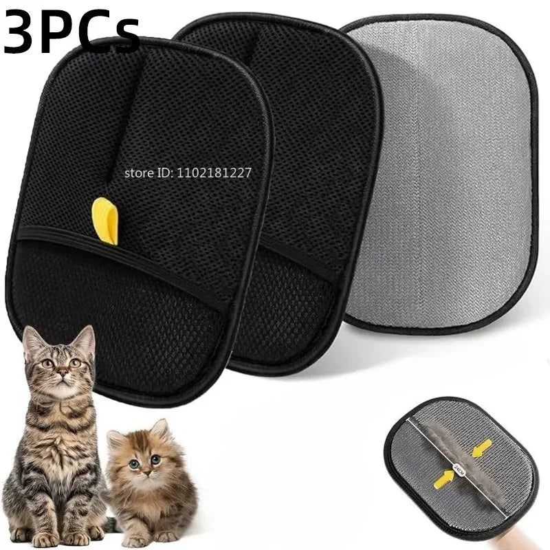 Conjunto de ferramentas para remoção de pelos de animais de estimação, luvas reutilizáveis ​​para remoção de pelos estáticos, luvas de dupla face para remoção de pelos de cães e gatos para carpetes e sofás