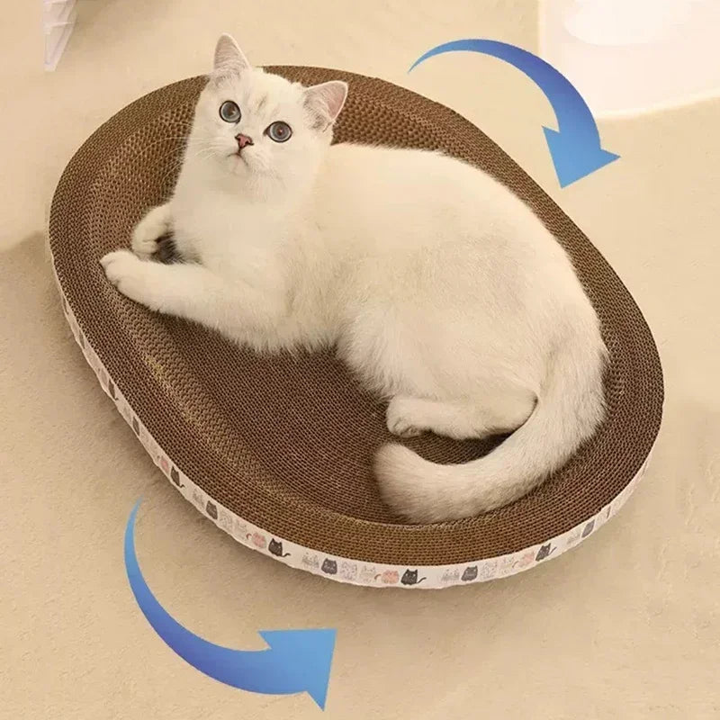 Arranhador ondulado para gatos, redondo, oval, com garras de moagem, resistente ao desgaste, cama para gatos, acessórios para gatos