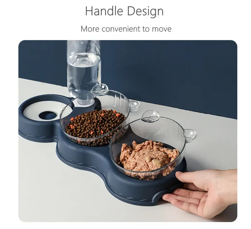 Tigela automática para gatos e animais de estimação, alimentador 3 em 1, tigela para comida de cachorro e gato com bebedouro, tigela dupla com suporte elevado, tigelas para gatos