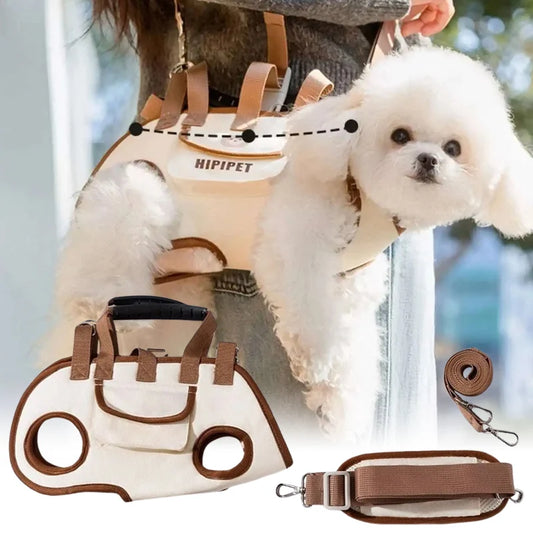 Mochila para transporte de cães pequenos com fixação de guia, peitoral respirável para animais de estimação para gatos e cachorros, viagens ao ar livre com as mãos livres