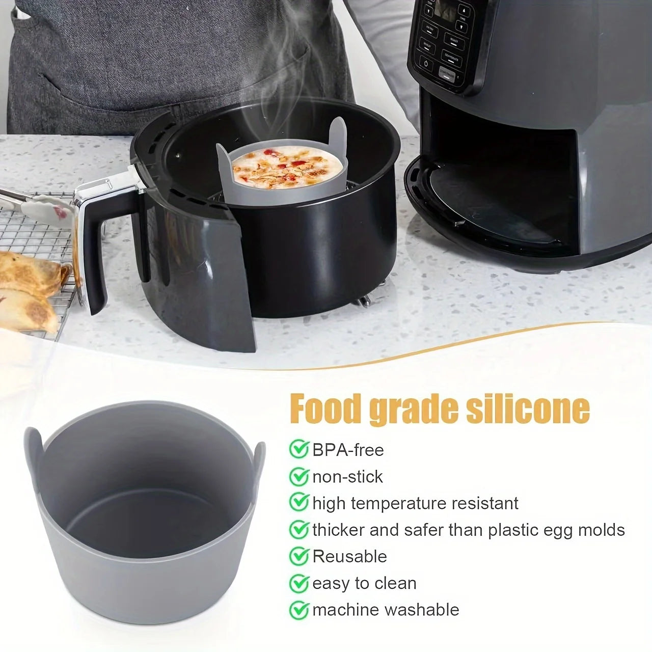 1 peça/4 peças de molde de silicone para fritadeira a ar, copos para cozimento de ovos
