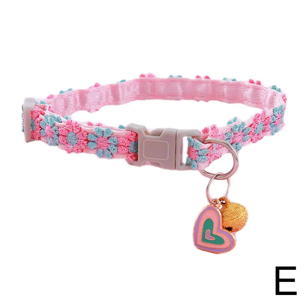Pet Collar With Bell Cartoon Footprint Colorful Dog Puppy Kitten Collar Adjustable Safety Bell Ring Necklace Pet Accessories