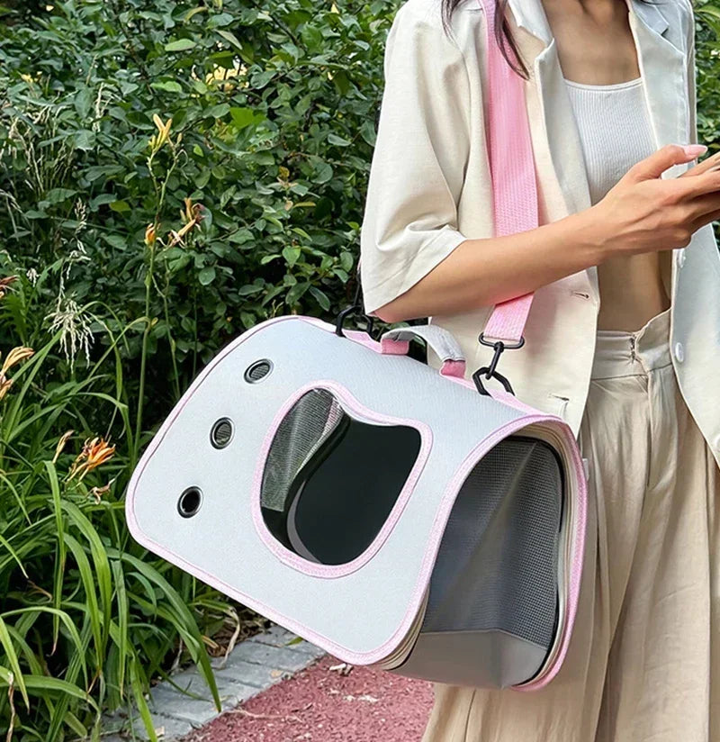 Bolsa de transporte para animais de estimação, dobrável, respirável e portátil premium, leve para cães e gatos pequenos, bolsa de ombro para transporte de gatos e gatinhos ao ar livre