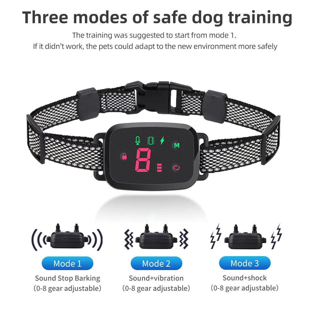 New 800m Electronic Dog Training Collar Remote Control Shock Collar Waterproof Anti Bark Dog Collar with Shock Vibration Sound
