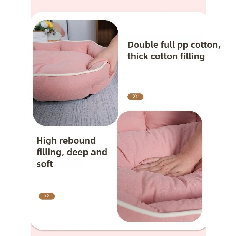 Solid Color Non Slip Soft Breathable High Rebound Dog Golden Fur Shiba Inu Mattress Sleeping Bed Large Dog Pet Bed Pet Supplies