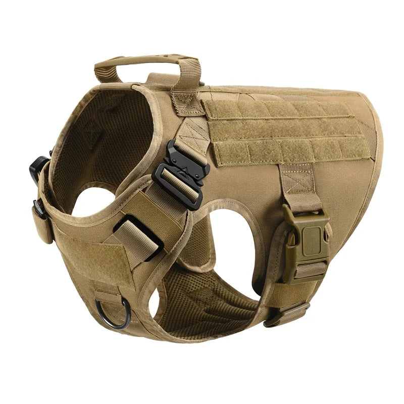 Colete militar tático para animais de estimação, pastor alemão, golden retriever, conjunto de arreios e guia para cães de todas as raças