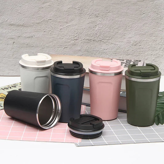 Caneca térmica de viagem de aço inoxidável 380/510ml para café, à prova de vazamento, garrafa térmica, chá, café, garrafa térmica a vácuo, copos isolados, quente