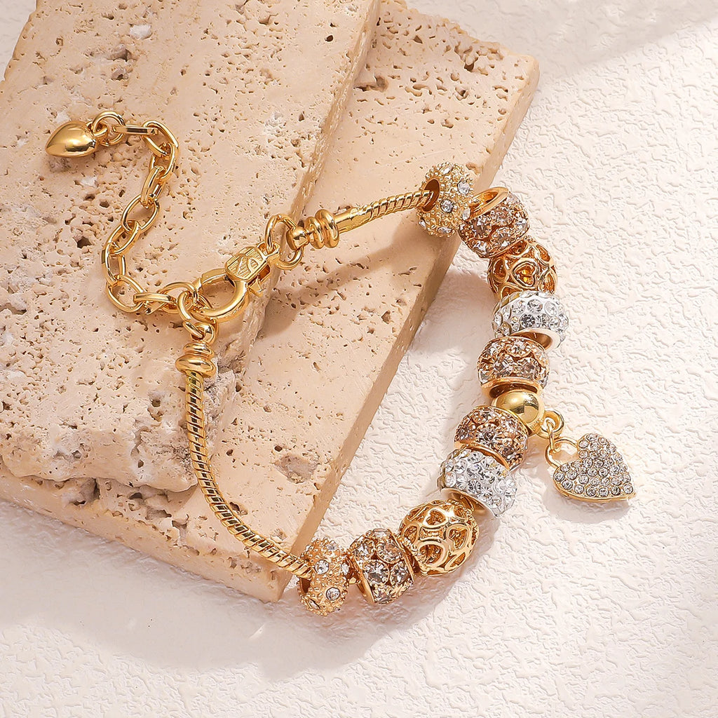 1 Pulseira feminina multi-elementos com contas de amor, pulseira de família, acessórios para festa de uso diário