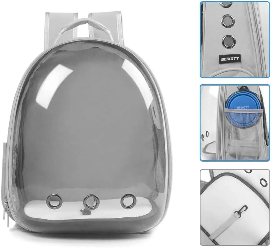Mochila para gatos, bolsa respirável, cápsula transparente, portátil, para viagem ao ar livre, bolsa de ombro para animais de estimação, mochila para animais de estimação