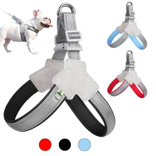 Colete peitoral anti-puxão para cães pequenos e médios, gatos, caminhadas, respirável, alça peitoral ajustável, buldogue, chihuahua, acessórios para animais de estimação