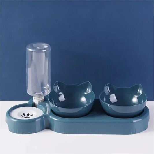Tigela automática para gatos e animais de estimação, alimentador 3 em 1, tigela para comida de cachorro e gato com bebedouro, tigela dupla com suporte elevado, tigelas para gatos