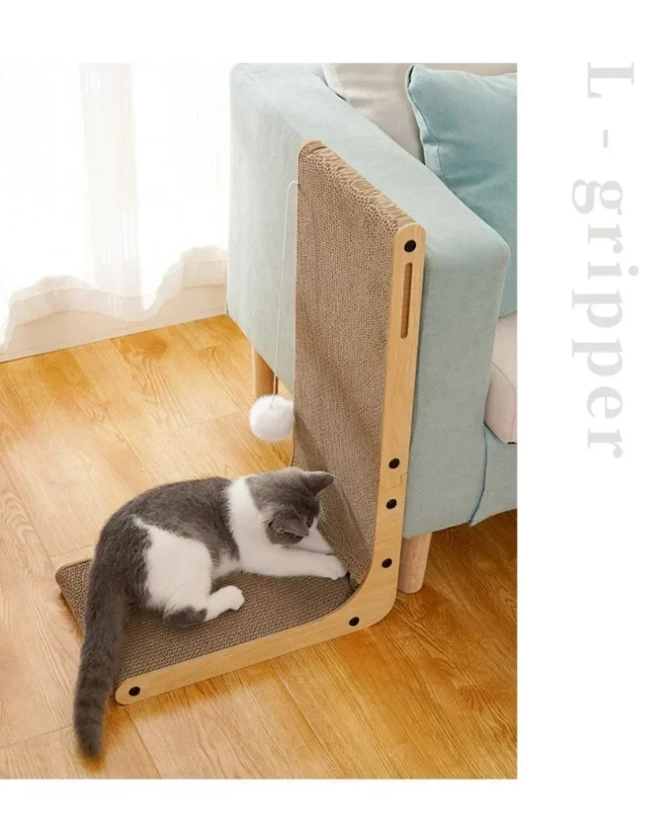 L-shaped Cat Scratching Board Vertical Pet Cat Scratching Post Wooden Wear-resistant and Scratch-resistant Grinding Claw Toys