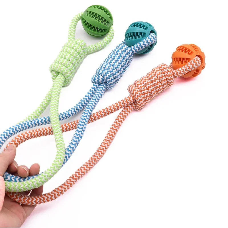 Bola de limpeza de dentes de animais de estimação, brinquedo de corda, bola dispensadora de petiscos de borracha, adequada para cães pequenos e grandes.
