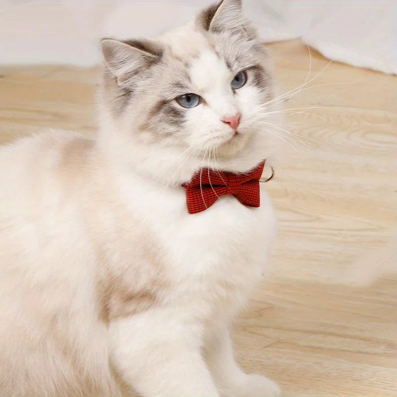 1 peça ajustável coleira xadrez para gato com nó - perfeita para vestir em festas e uso diário