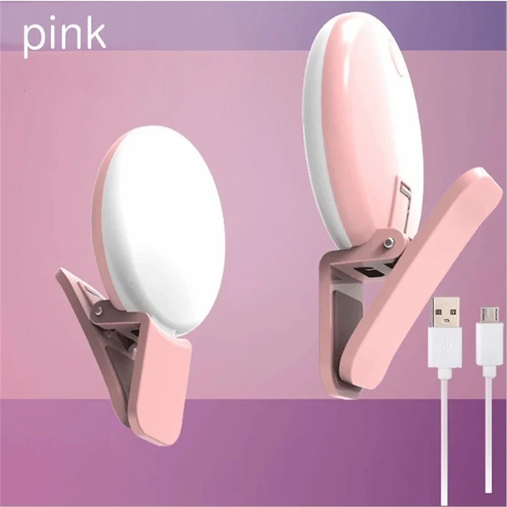 Universal  Mobile Phone Selfie Light Clip Adjustable 3 Level Brightness Fill Light Live Broadcast Light Portable USB Charge Lamp
