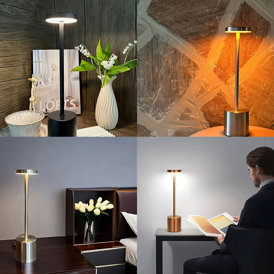 Abajur de mesa USB recarregável sem fio, abajur com luz noturna sensível ao toque, decoração para casa, abajur retrô portátil para quarto