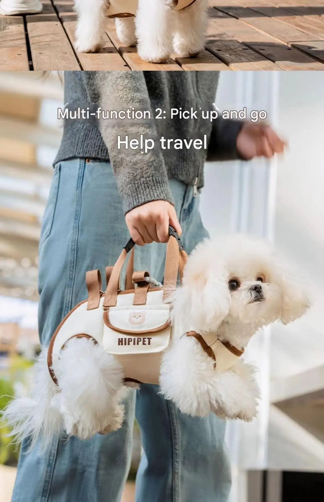 Transportadora Hipipet prática e estilosa para animais de estimação com alças ajustáveis ​​e bolso prático para fácil transporte de animais de estimação