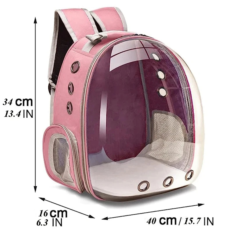 Mochila para transporte de animais de estimação, cápsula transparente, mochila para animais de estimação, filhotes, gatinhos, pássaros, transportadora respirável para viagem