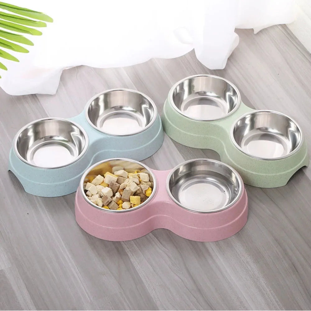 Tigela dupla para cães e gatos - Tigela 2 em 1 para comida e água para gatos médios, filhotes e suprimentos para alimentação de animais de estimação