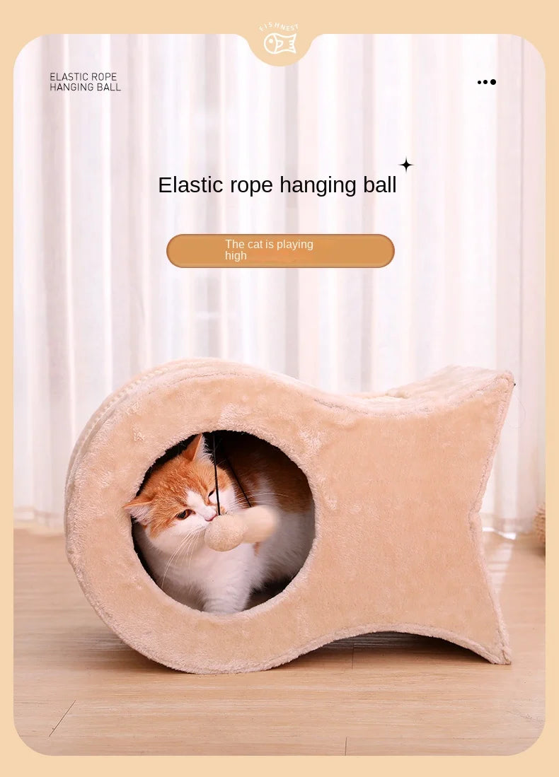 Ninho de gato, casa quente para gatos, casa fechada para gatos durante todo o ano, ninho de dormir para gatos no inverno, suprimentos para animais de estimação