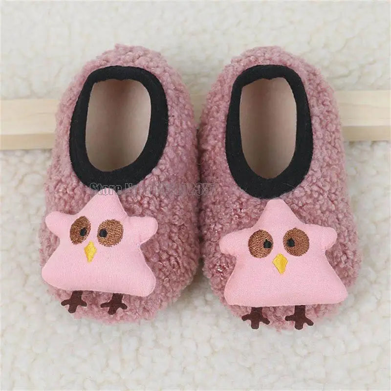 Pantufas de inverno para bebês, pantufas de chão para bebês, de pelúcia, quentes, para meninos e meninas, macias e antiderrapantes, para escola interna