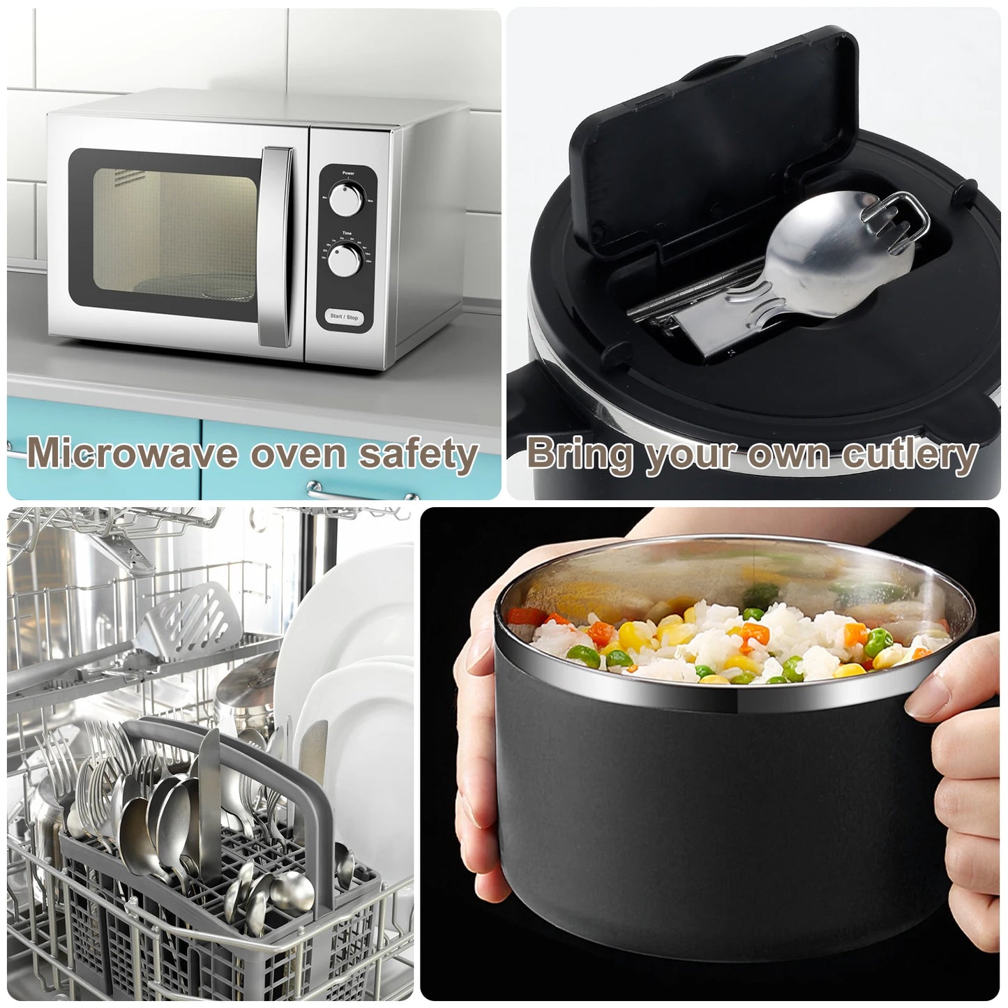 Tigela de macarrão instantâneo de aço inoxidável 1200ml com tampa resistente ao calor para macarrão instantâneo, utensílios de cozinha e utensílios de cozinha