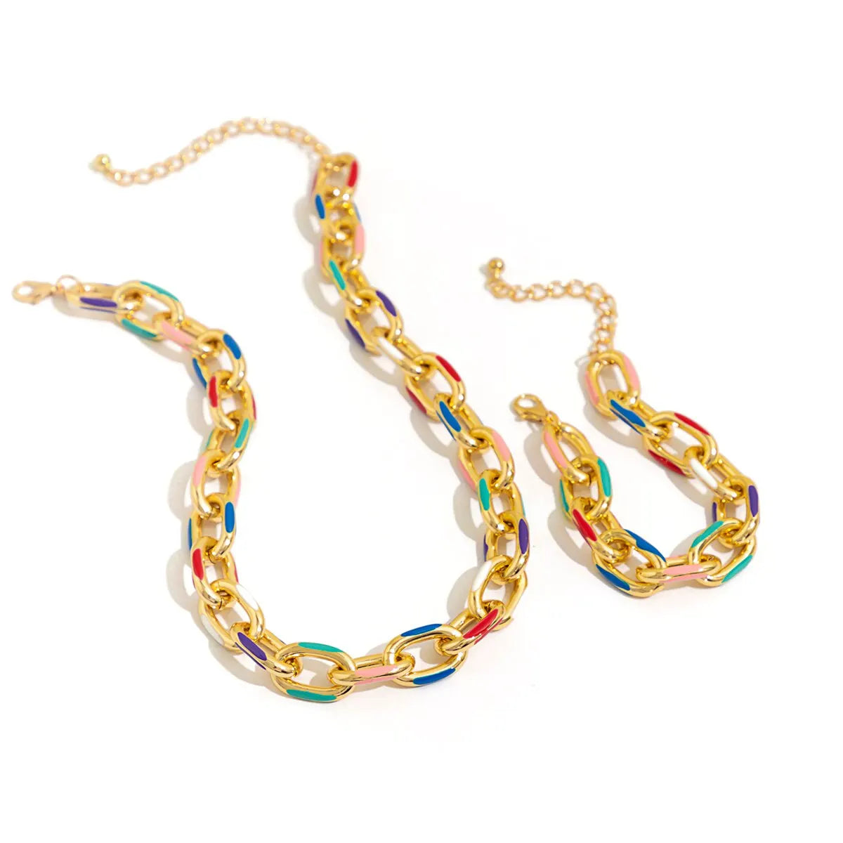 Conjunto de 2 peças de colar e pulseira de gargantilha boêmia colorida, conjunto de joias com corrente cruzada clássica, acessórios para mulheres, presente e festa
