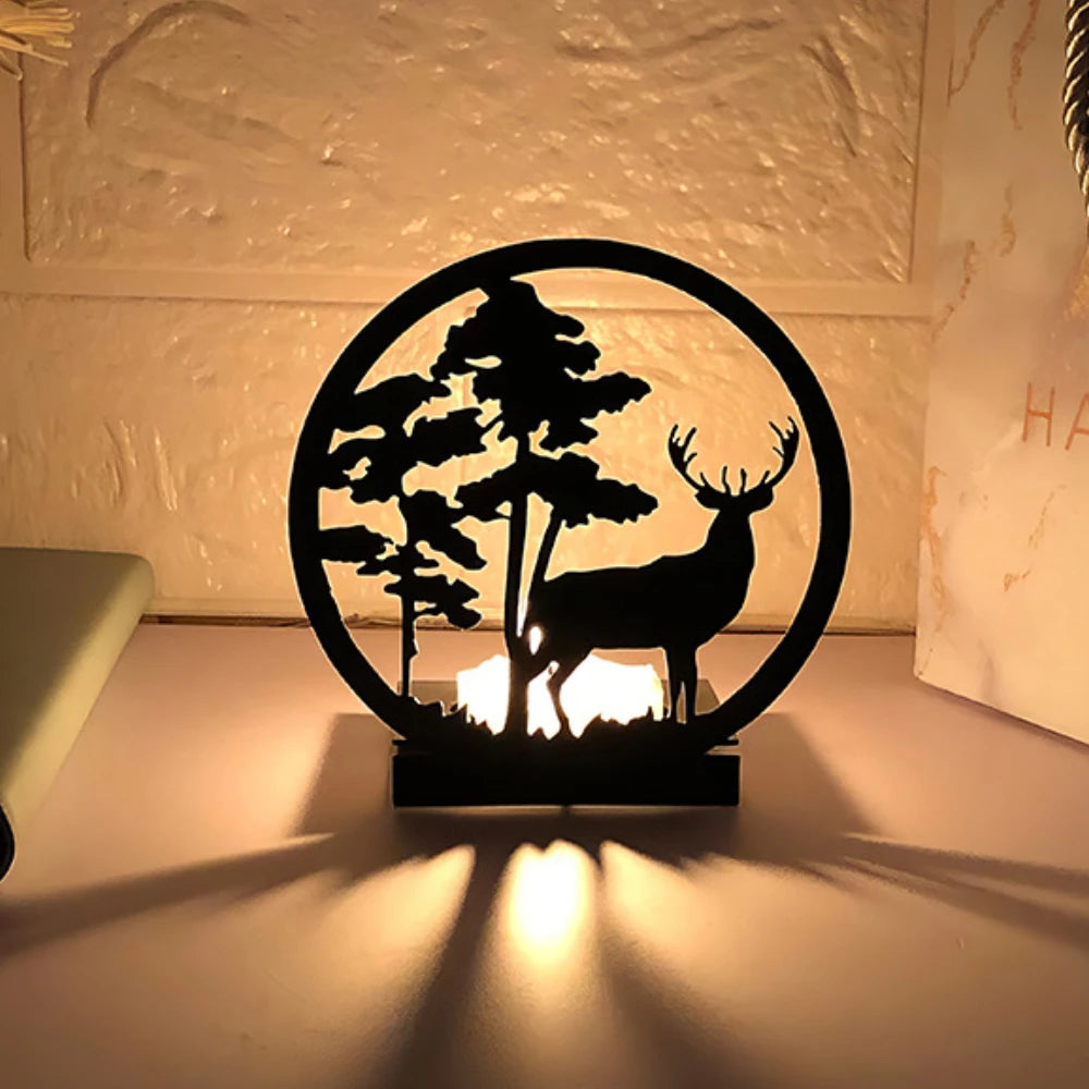 Recipiente para velas de animais 3D, silhueta, suporte de metal, ferro, veado, elefante, girafa, decoração para mesa de casa, adereços, kit de presente