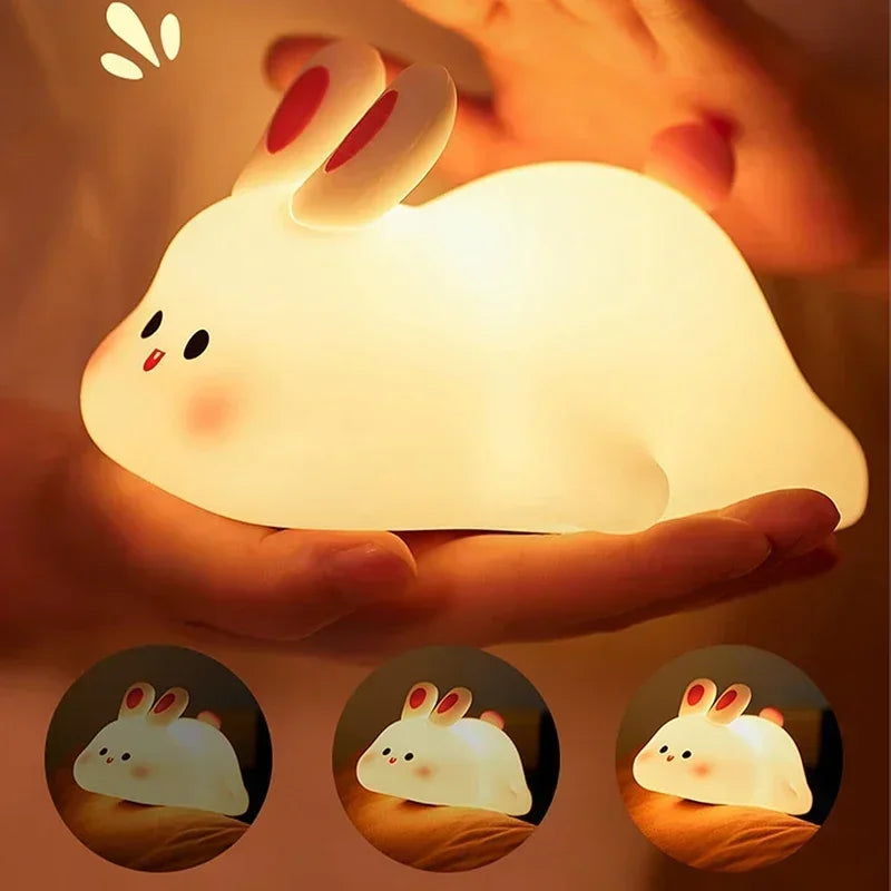Luz noturna de silicone macio - USB recarregável, controle de toque, lâmpada de cabeceira regulável em 3 níveis para berçário, crianças, bebês e decoração de presentes