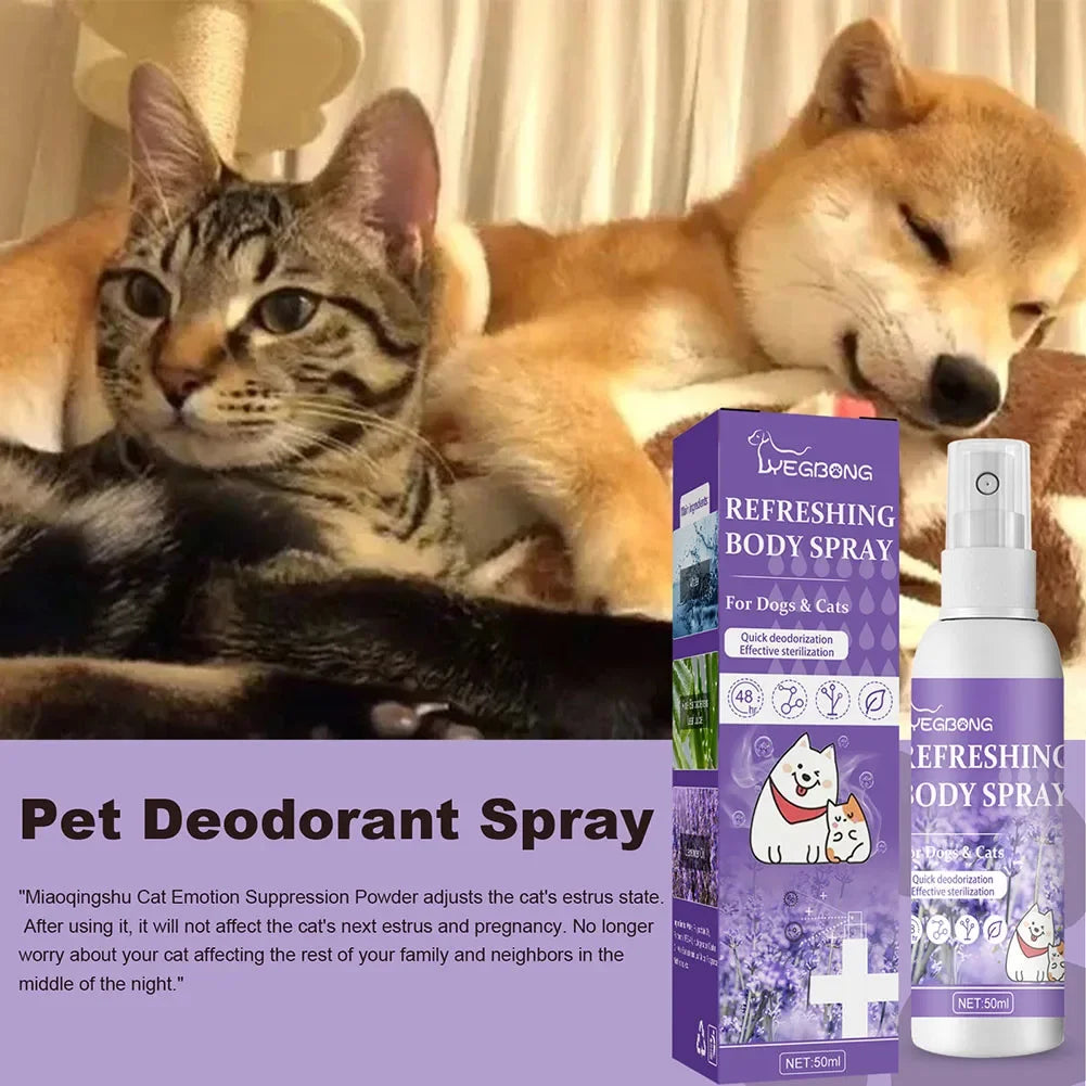 Spray desodorizante de óleo de lavanda para cães, spray desodorizante de longa duração para cães, filhotes, gatos, cães, para remover odores desagradáveis, refrescar o ar