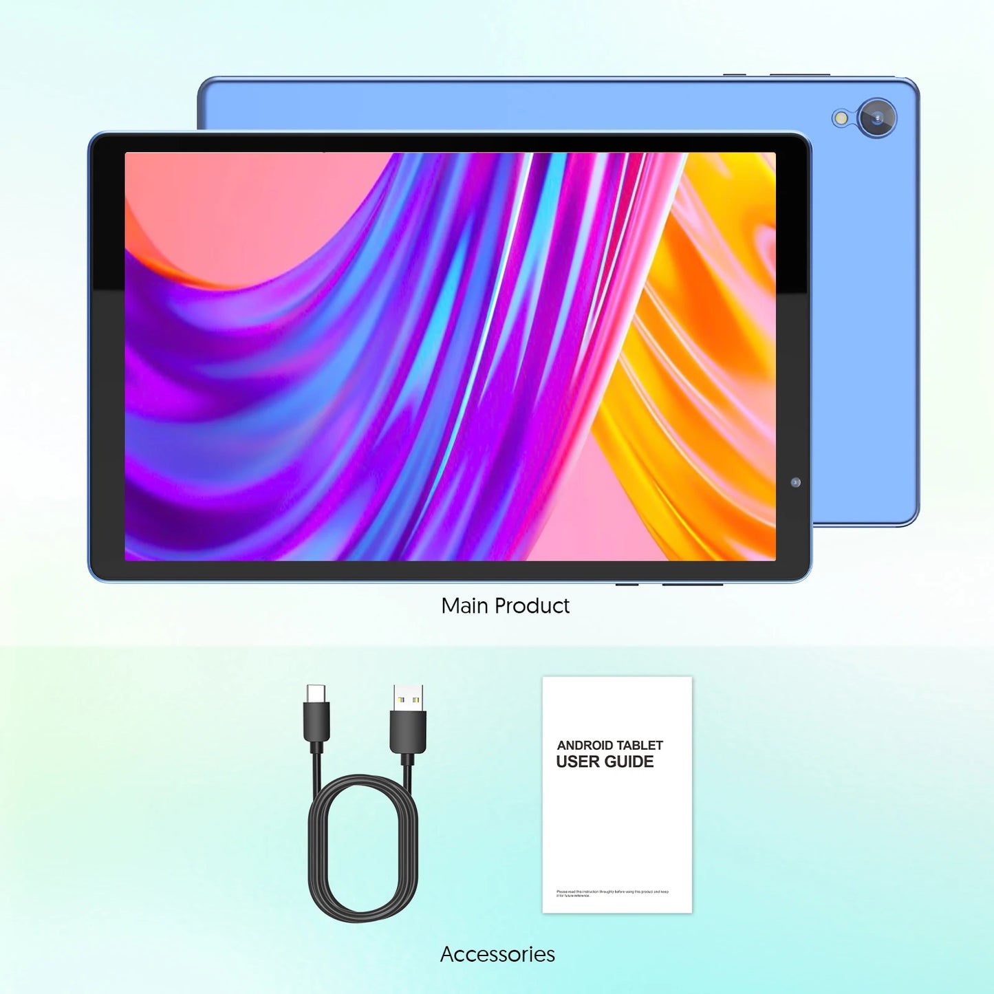 Tablet Android de 10 polegadas, 4 GB (expansão de memória 2 g + 2 g) RAM + 32 GB ROM, tela IPS de 1280 x 800, câmeras duplas, WiFi, Bluetooth, alto-falante duplo