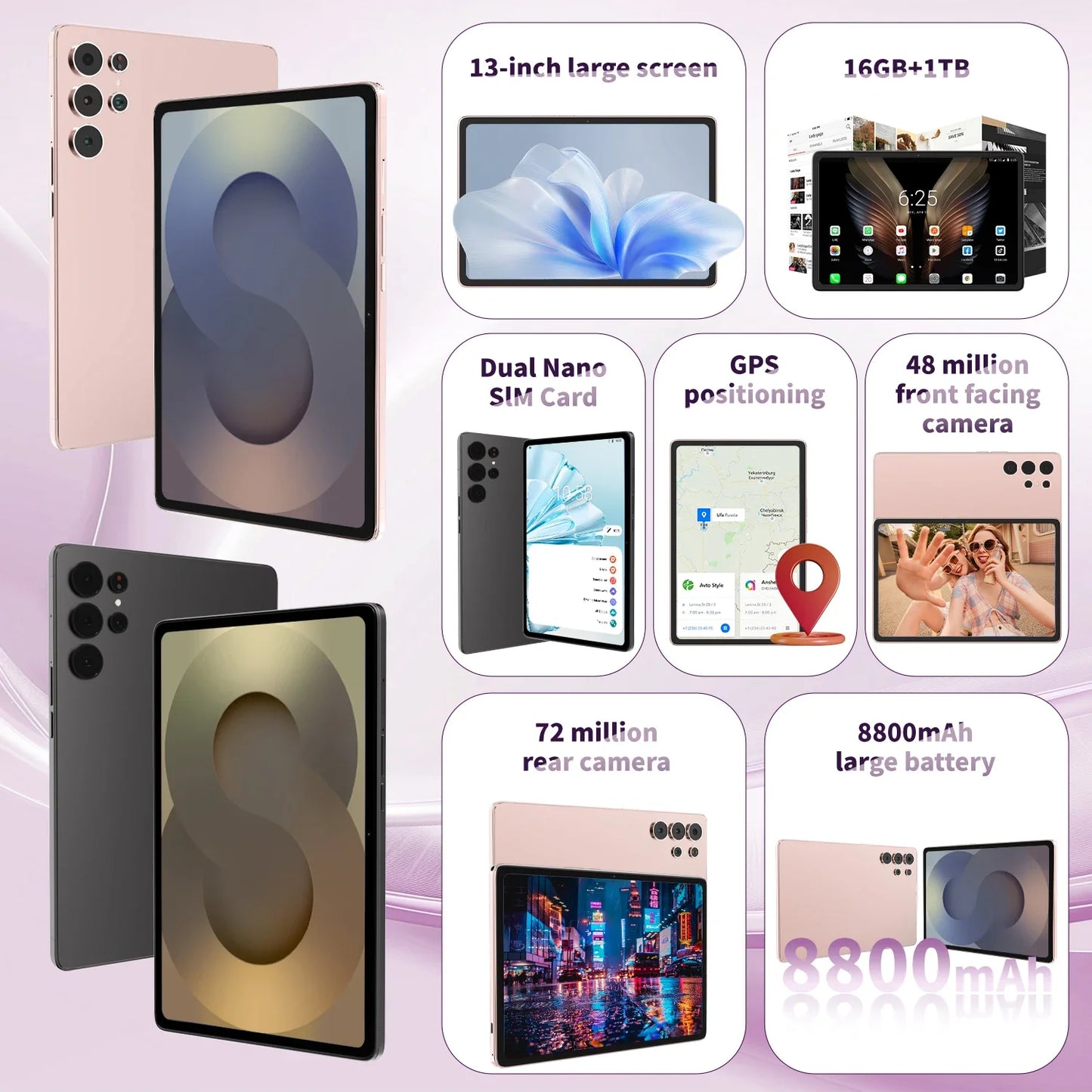 Tablet original novo 2025 Pad 24Ultra Snapdragon 8gen3 13 polegadas Android 13.0 Dual 5G Rede Bluetooth WiFi 16GB + 1TB