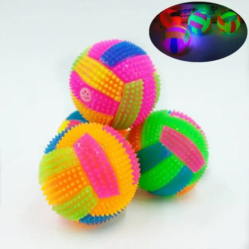 Bola de brinquedo para cachorro com luz de LED, bola de mastigar inflável para filhotes, brinquedo para molares, bola de luz colorida para animais de estimação, brinquedos interativos para gatos, suprimentos para pequenos animais de estimação