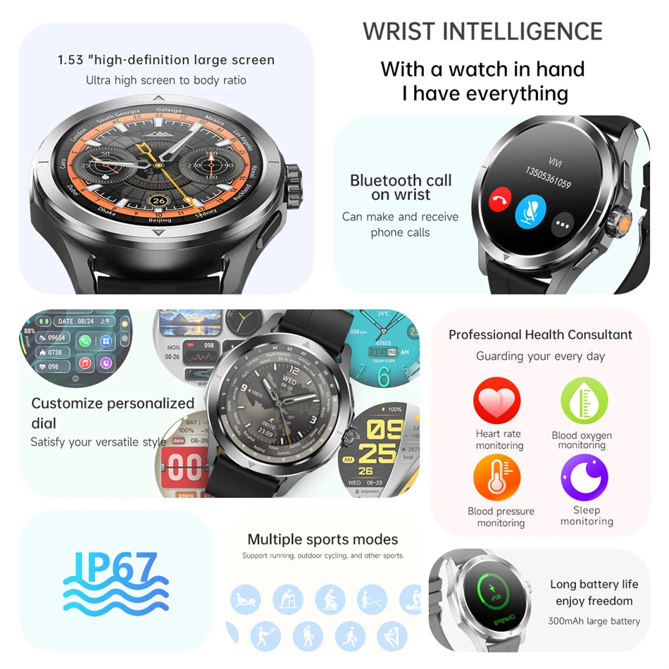 Novo 2025 para Xiaomi S4 Ultra Smart Watch Masculino AMOLED Esporte ao Ar Livre NFC GPS Rastreador de Frequência Cardíaca À Prova D'água Bluetooth Chamada Smartwatch