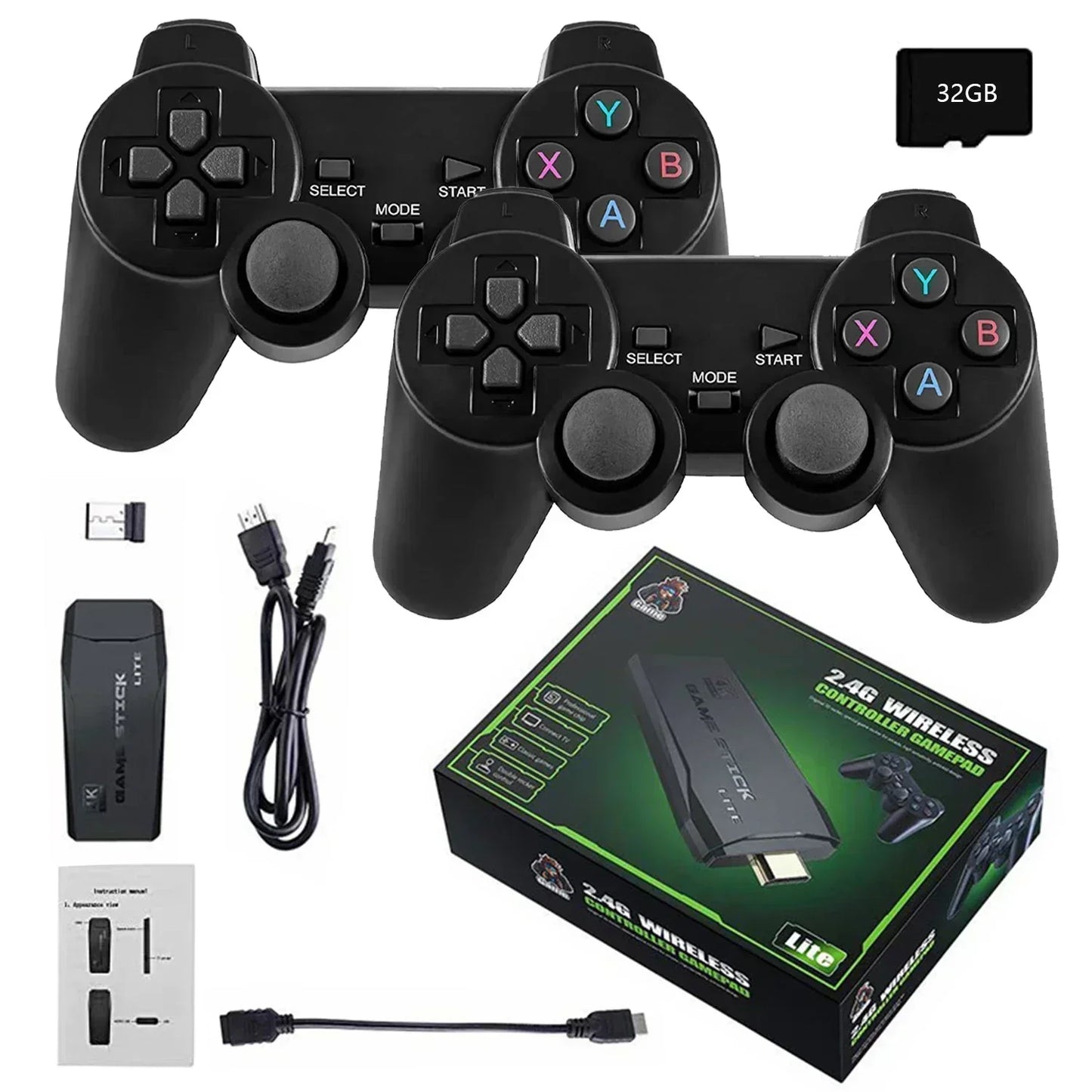 Console de videogame 4K HD 2.4G com controle duplo sem fio para PS1/FC/GBA Retro TV Dendy, console de jogos com 10.000 jogos, envio direto