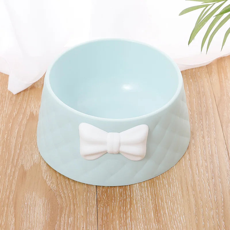 Tigela de alimentação para cães e gatos pequenos, tigela fofa à prova de choque, tigela decorativa com nó, deixe o cachorro comer, utensílios, tigela de desenho animado