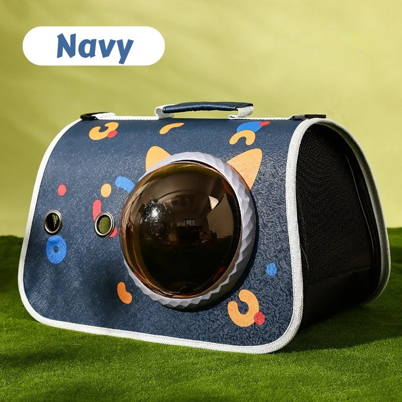 Mochila dobrável para transporte de gatos – Design fofo de desenho animado com aberturas de ventilação e alça de ombro, bolsa de viagem para animais de estimação para gatos