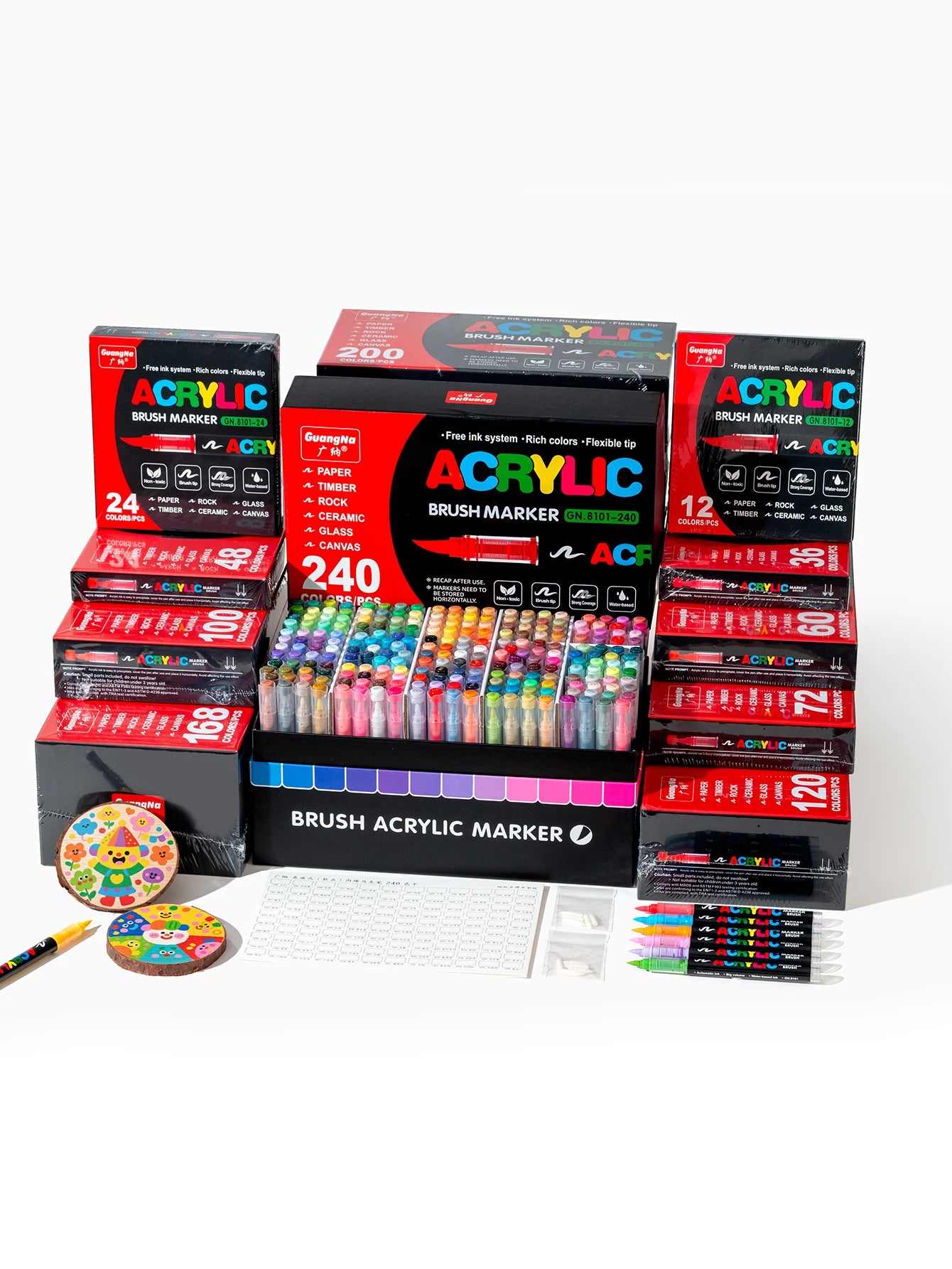 Conjunto de marcadores profissionais para artistas, 12-240 cores/caixa - Marcadores acrílicos líquidos de ponta macia para desenho em linha reta, pintura artística de grafite faça você mesmo