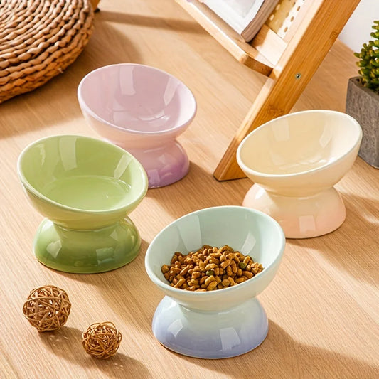 Tigela para gatos, Tigelas elevadas de cerâmica para alimentos de animais de estimação - Perfeitas para cães e gatos - Reduz a tensão no pescoço e melhora a digestão