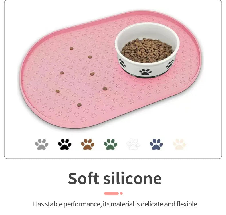 Tapetes para refeições de animais de estimação disponíveis em 6 cores, tapetes para alimentação de cães, tapetes para alimentação de cães de estimação, material de silicone, formato oval, fácil de limpar