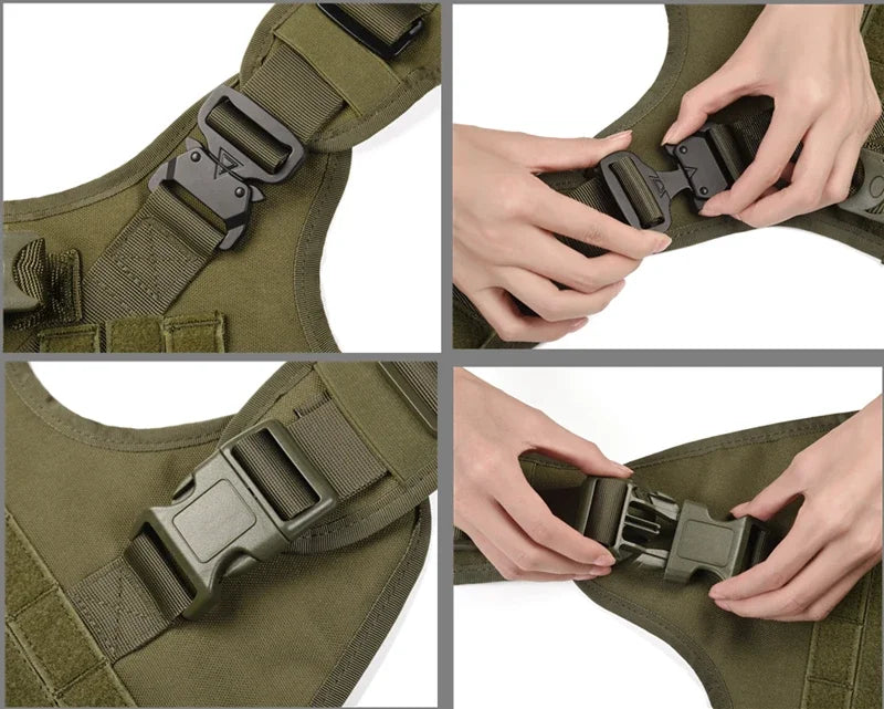 Colete militar tático para animais de estimação, pastor alemão, golden retriever, conjunto de arreios e guia para cães de todas as raças