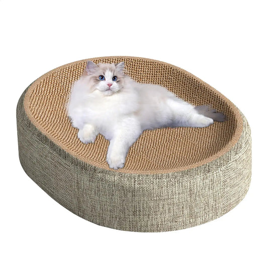 Arranhador oval para gatos, cama de sisal para arranhar, tapete de dormir multiuso para animais de estimação, resistente ao desgaste, cama para arranhar para gatos
