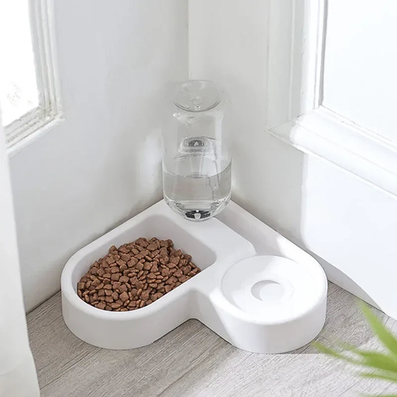 Tigela de comida para animais de estimação, recipiente de comida com armazenamento automático de água e equipado com dispensador de água para animais de estimação 2 em 1 dispensador de água para tigela de gato
