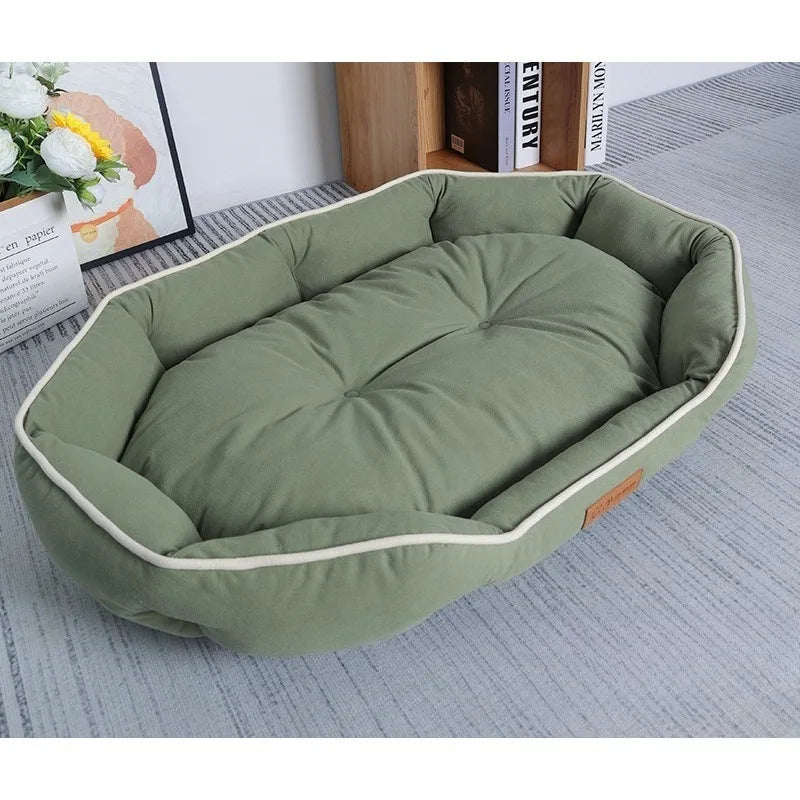 Solid Color Non Slip Soft Breathable High Rebound Dog Golden Fur Shiba Inu Mattress Sleeping Bed Large Dog Pet Bed Pet Supplies
