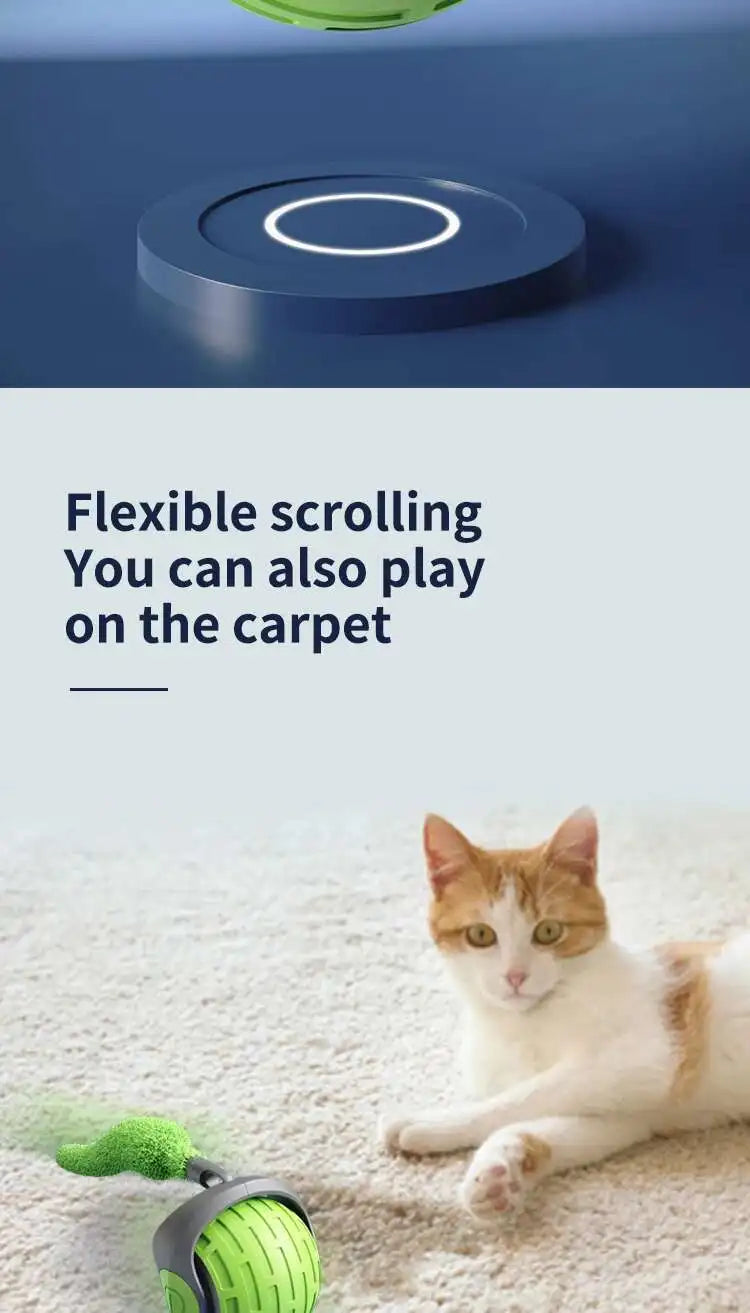 Bola de brinquedo interativa inteligente para gatos, bola rolante automática com cauda falsa, brinquedo elétrico recarregável por USB para animais de estimação, para provocação e treinamento