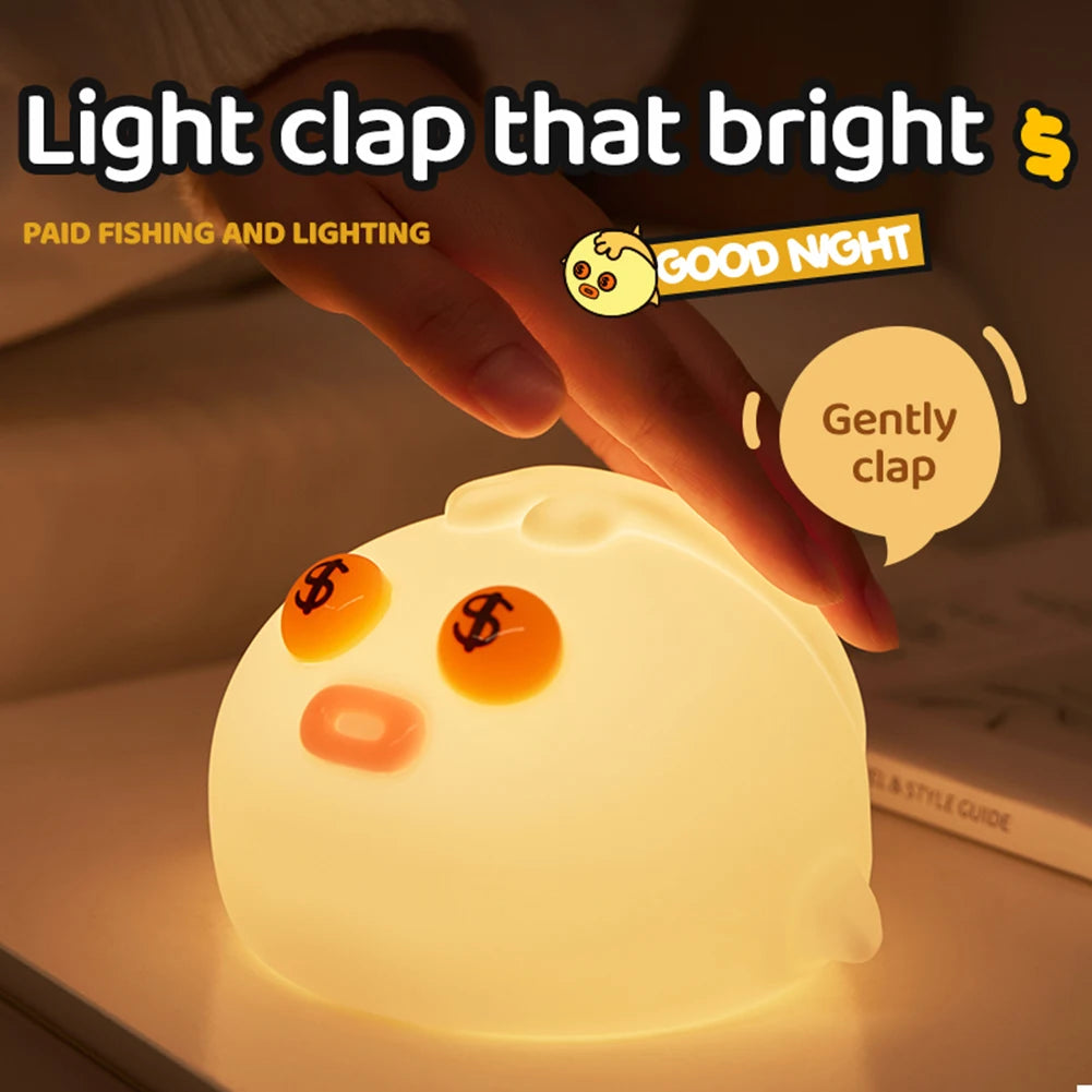 Luz noturna com 3 velocidades de escurecimento, tipo C, carregamento divertido, luz de cabeceira, luz suave com luz de dormir, luz ambiente para quarto