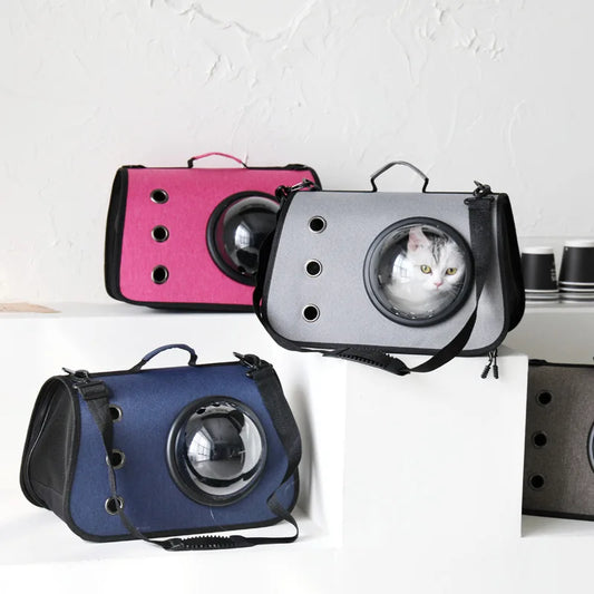 Mochila portátil para animais de estimação para viagens ao ar livre, mochila dobrável transparente para gatos, adequada para cães e gatos, bolsa respirável para viagens