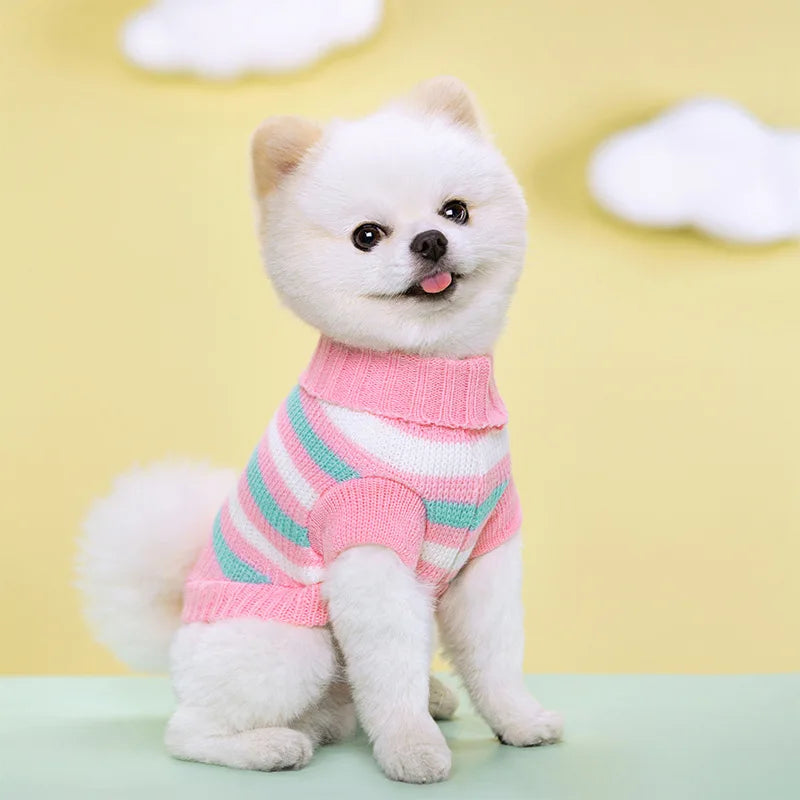 Suéter de malha para cachorro P-2XL outono inverno para cães pequenos gatos roupas quentes e macias chihuahua schnauzer pet gola alta fantasia
