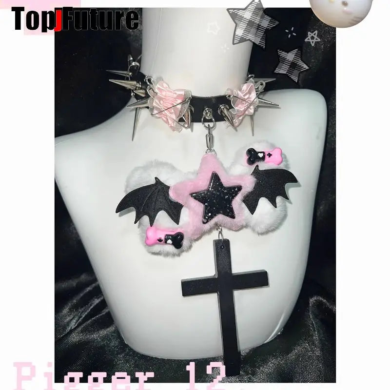 Mulheres Y2K Garota sangrenta punk Harajuku Gótico Lolita doente ferido colar curto Halloween cosplay adereços subcultura Gargantilhas Gargantilha